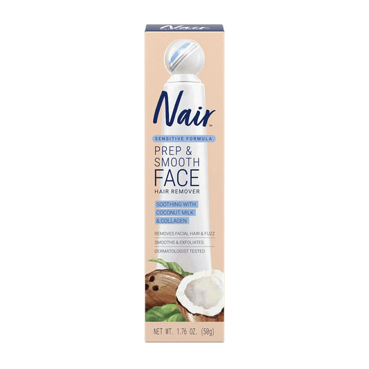 NAIR Exfoliating Facial Hair Removal Cream for Women - Smooth Skin Solution with Collagen for Sensitive Skincare Hair Removal Agent