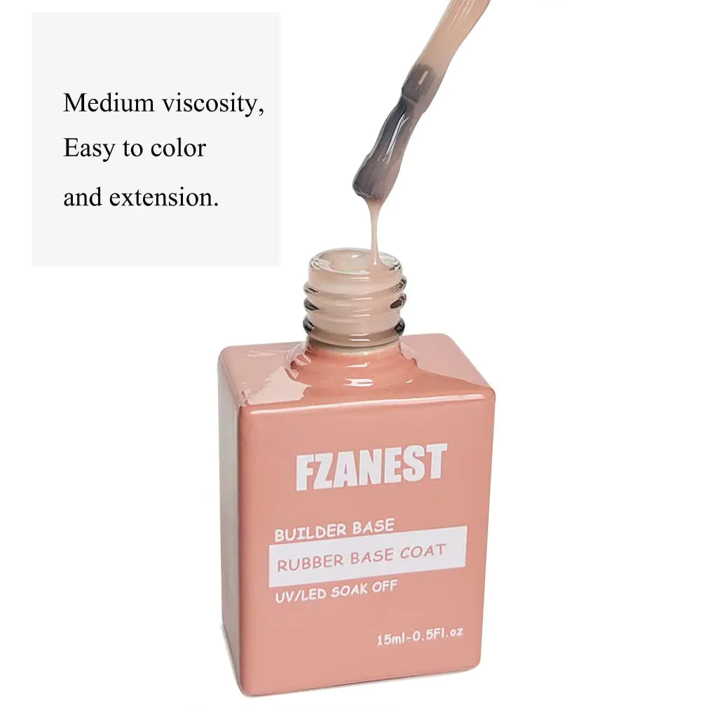 FZANEST Natural Nude Builder Gel For Nails,15ml Builder Base Jelly Color Gel Nail Polish In A Bottle,Rubber Base Coat Gel Polish,Brush On Builder Extension Gel Soak Off French Manicure Cover Nude