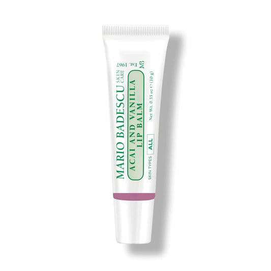 Mario Badescu Moisturizing Lip Balm for Dry Cracked Lips, Infused with Coconut Oil and Shea Butter, Ultra-Nourishing Lip Care Moisturizer for Soft, Smooth and Supple Lips Acai and Vanilla